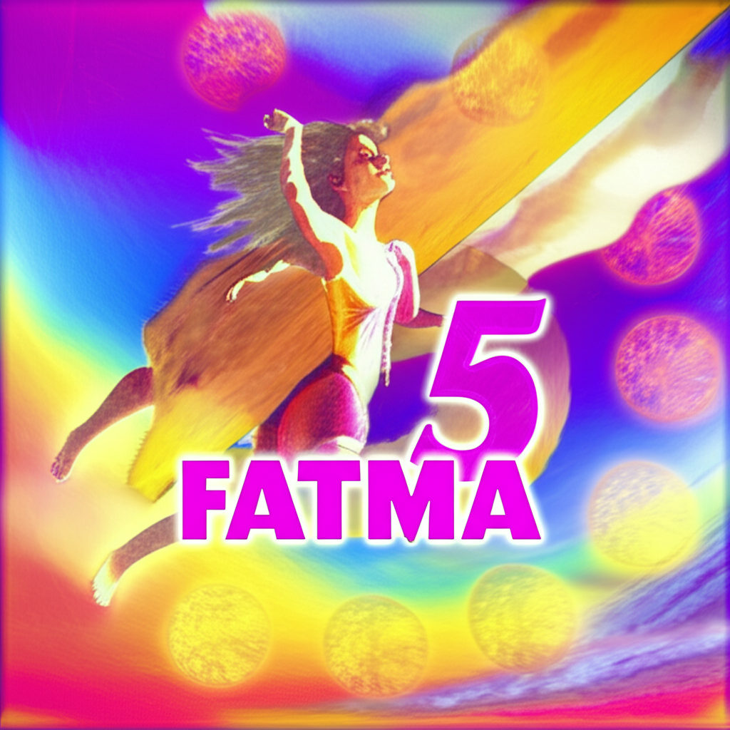 A vibrant and dynamic image symbolizing the numerological destiny number 5 for the name Fatma. A person embracing change and freedom, possibly in motion or on an adventurous journey, with elements representing adaptability and exploration. The number 5 should be subtly integrated into the composition. The scene should also convey a sense of inner wisdom and thoughtful navigation through life's cycles, reflecting retrograde insights.